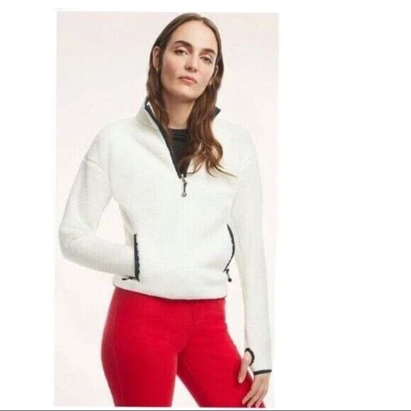 Brooks Brothers Teddy Pile Plush Fleece Half-Zip Pullover in White Women’s XL - Picture 2 of 15